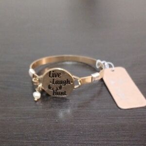 Worn Gold Tone 'Live Laugh Hunt' Bracelet